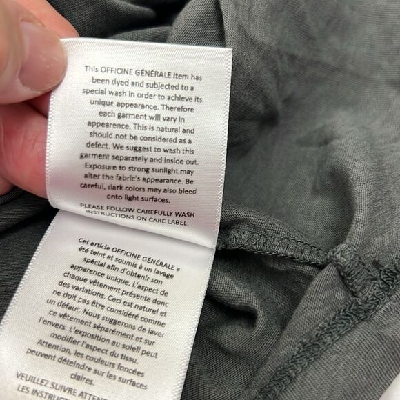 Officine Generale short sleeve charcoal pocket slub T-shirt medium NWT - Picture 15 of 16